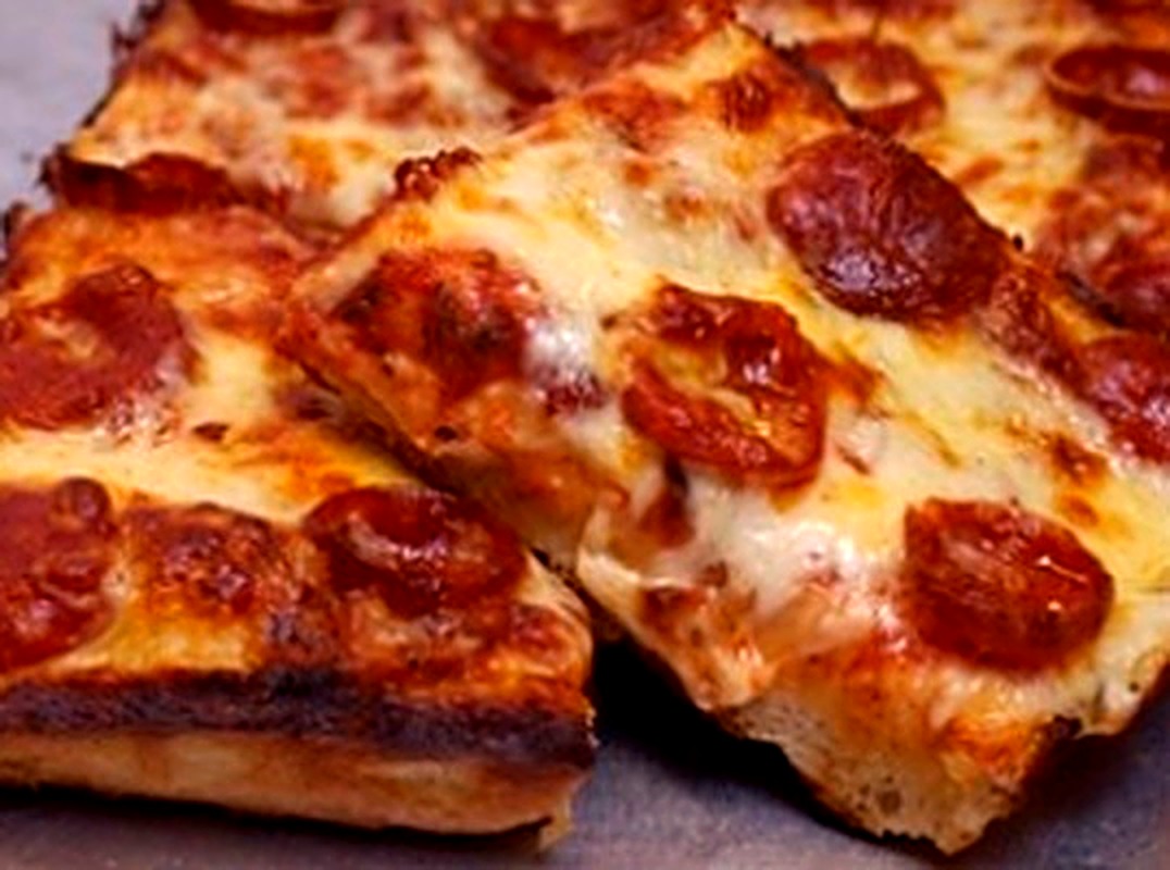 Square Detroit-style pepperoni pizza